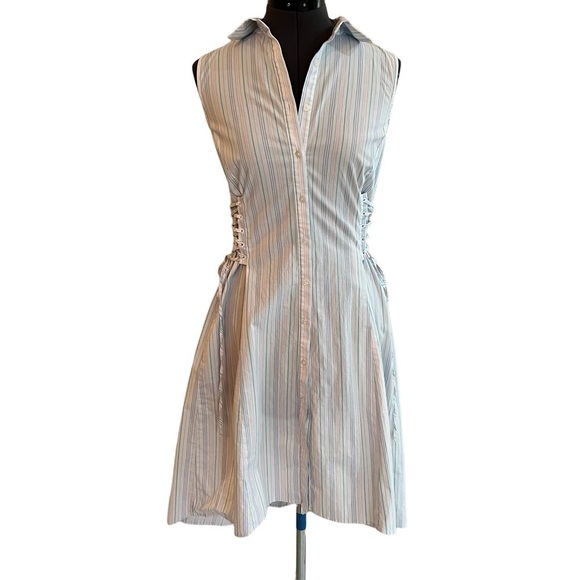 Belle Sky White and Pastel Striped Cotton Dress in size S - Picture 1 of 8